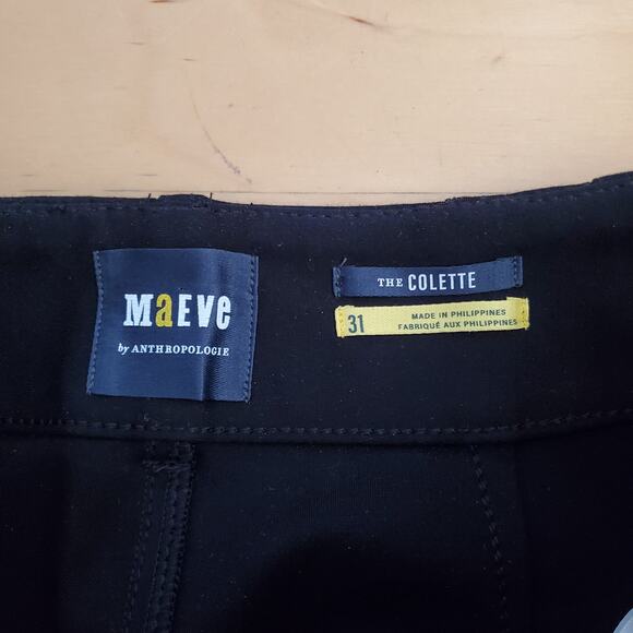 Maeve Anthropologie The Colette Cropped Wide Leg Trousers Pants Black Size 31 - Picture 7 of 9